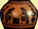 Ajax and Achilles on an amphora in black figure