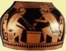 Ajax and Achilles on an amphora in red figure